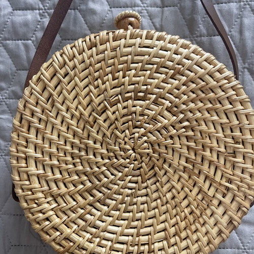 Zara rattan bag with 100% leather strap new, crossbody beige and orange