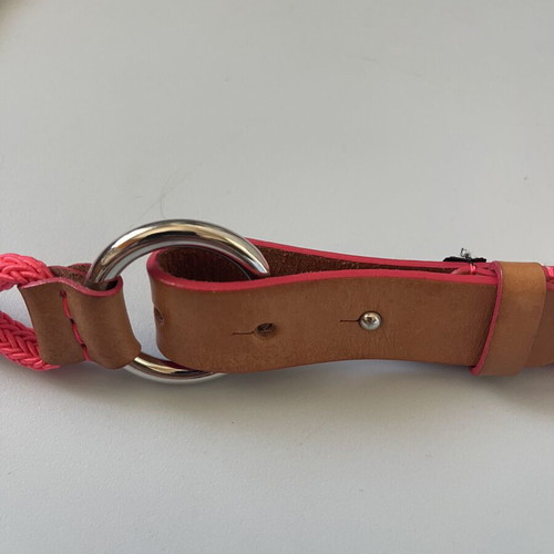 Massimo Dutti Y2K leather belt with fuchsia rope size 80 like new