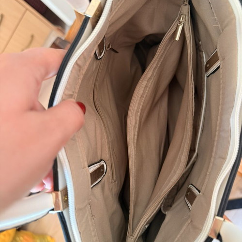 Handbag used, white and blue, large capacity