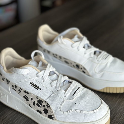 PUMA women's sneakers, size 40 EU, white with leopard print