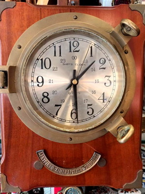Ship clock used, nautical collectible retro decor