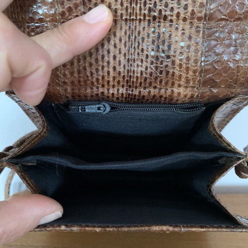 Leather snake skin crossbody bag new, rust color