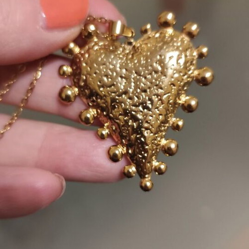Heart pendant new, stainless steel, gold color