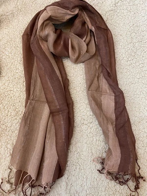 Scarf like new, brown shades with silver detail, 100% cotton
