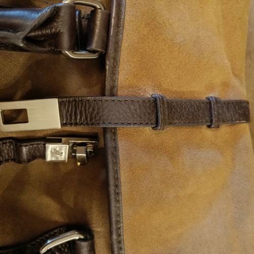 Zara leather handbag used, beige and brown