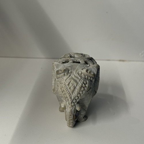 Handmade Indian Elephant Figurine in Soapstone, Like New