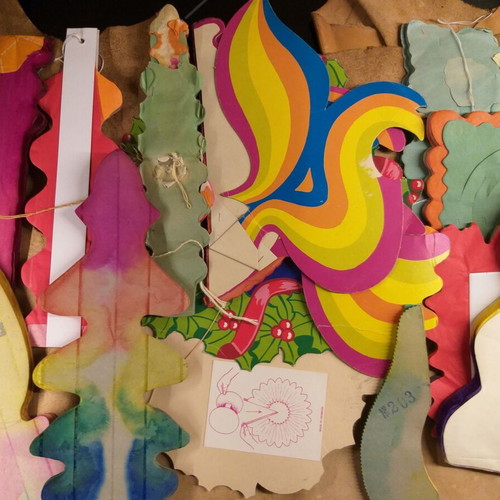 Honeycomb paper decorations used, old, set of 10 pieces