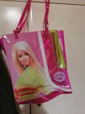 Barbie pink transparent tote bag used