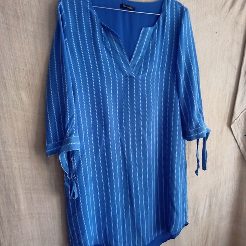 Massimo Dutti silk tunic, size 38, blue