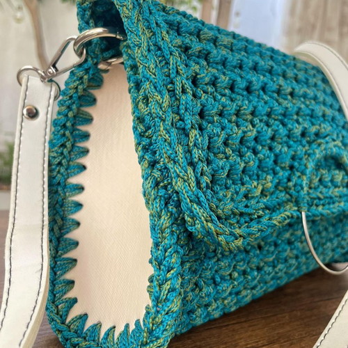 Handmade knitted bag Aegean Breeze new, crossbody, multicolor