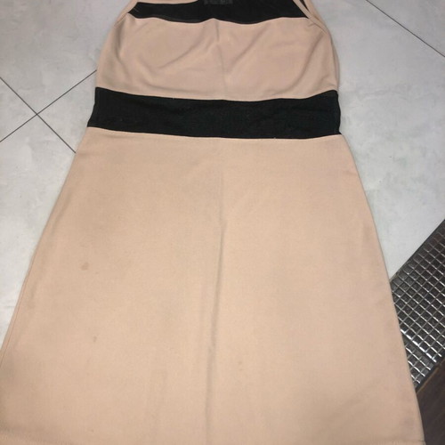 Makis Tselios mini dress with transparencies like new, beige and black