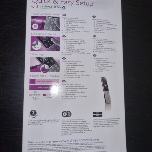 Philips SRU5110/86 Universal Remote Control new