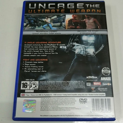 X-Men Origins Wolverine PS2 game, English