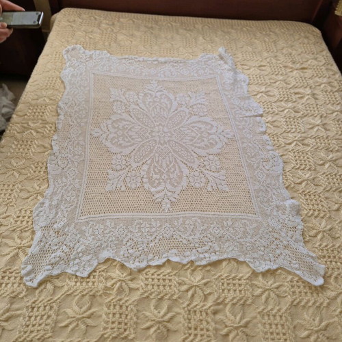Handmade Crochet Table Runner 80x110 White