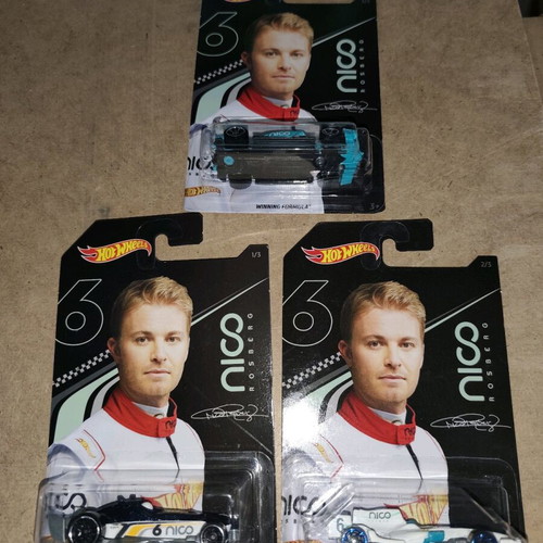 Hot Wheels Diecast Nico Rosberg F1 Car Set of 3 New