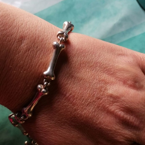 Silver 925 bracelet new with bones, gothic style