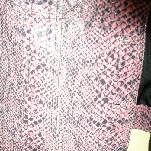 Women's leather jacket with pink and grey snake print, International Leatherwear
