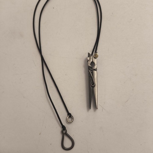 Handmade Silver 925 Clothespin Pendant Necklace with Black Cord