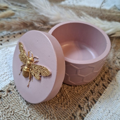 Handmade plaster jar with acrylic paint and matte finish