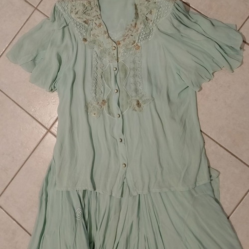 Women's set jacket and skirt 100% viscose used, turquoise