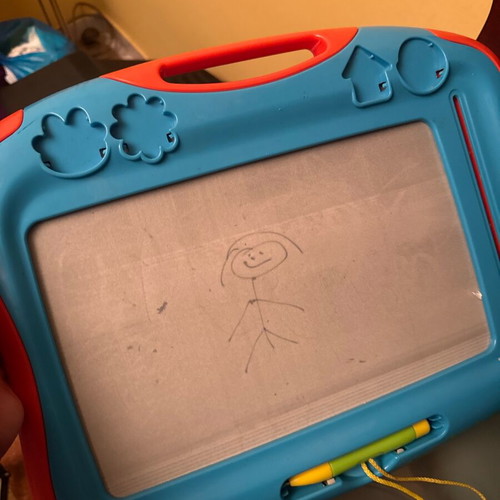 Kids magnetic drawing board used