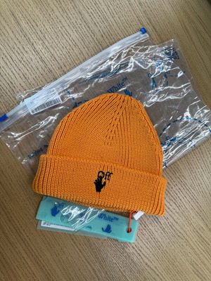 Off White Hand Off ribbed beanie new, orange