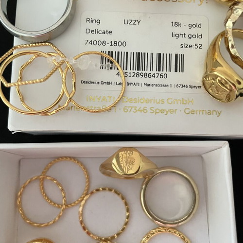 Inyati 25 rings 18k gold new, various sizes and designs