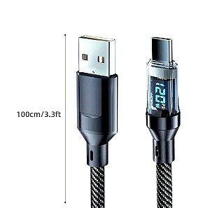 Καλώδιο Super Fast Charging: 120W 6A USB Type C Καλώδιο Φόρτισης Με Οθόνη LCD