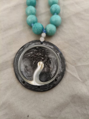 Handmade Necklace with Turquoise Semi-Precious Stones and Natural Shell Pendant new