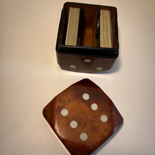 Leather card case used, made in Italy