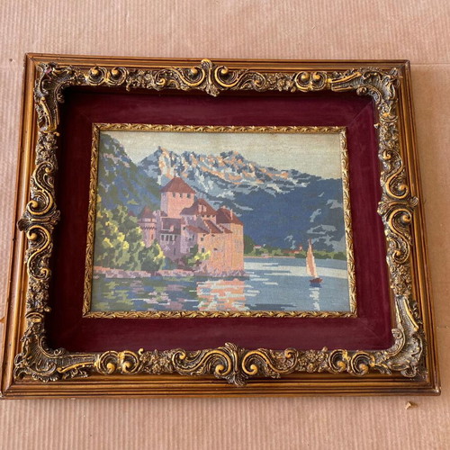 Framed embroidery used, 72x60cm