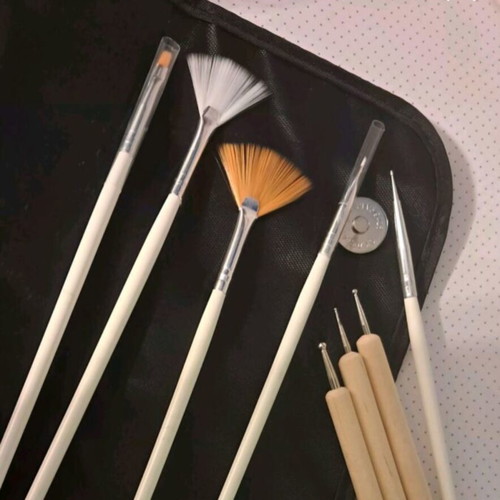 Nail Art Brush Set like new with various nail products