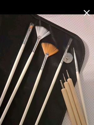 Nail Art Brush Set like new with various nail products