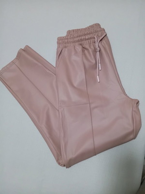 Women's leather pants like new, size XL, beige pink