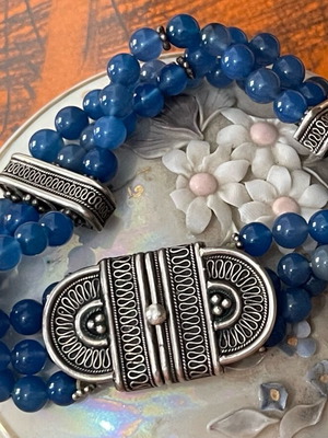 Αντίκα Χειροποίητο Ασημένιο Βραχιόλι μεταχειρισμένο, ασήμι 925 με πέτρα