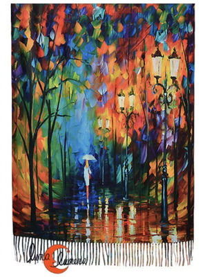 Luxury cashmere scarf with Leonid Afremov painting Princess of the Rain
