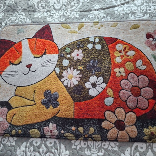 Soft bathroom or door mat with cat design, new, 40x60 cm