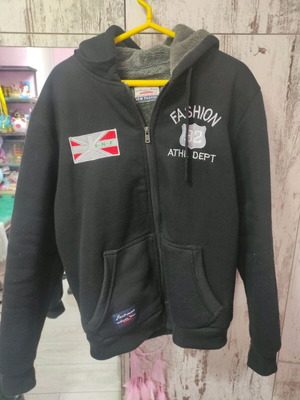 Men's jacket-hoodie XL with fur lining, new, black