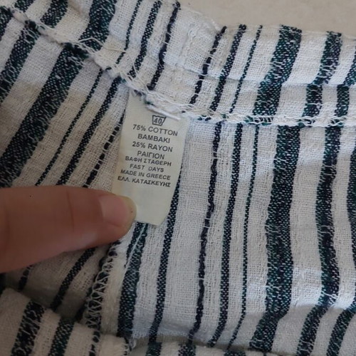 Women's airy pants used, size L, white and green