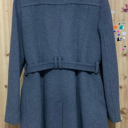 Mango gray mid-length coat with belt like new