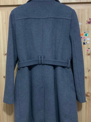 Mango gray mid-length coat with belt like new