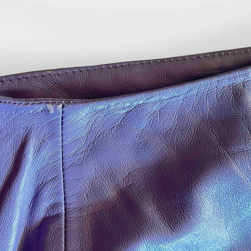 MCM purple leather skirt with diagonal zipper detail