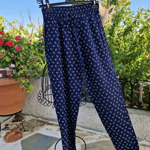 Wide-leg pants like new, size M/L, dark blue with subtle pattern