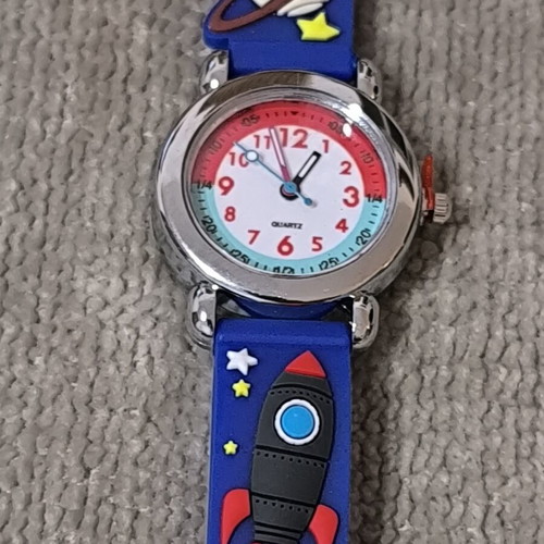 Rocket Space Watch quartz with blue silicone strap, new