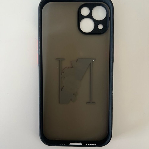 iPhone 13 case like new with monogram N and red button details