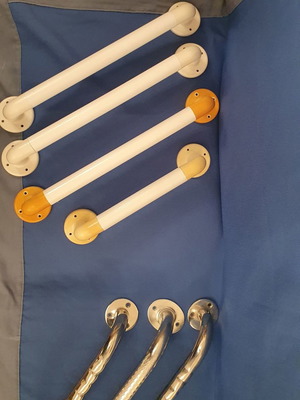 Bathroom handles used, plastic and metal