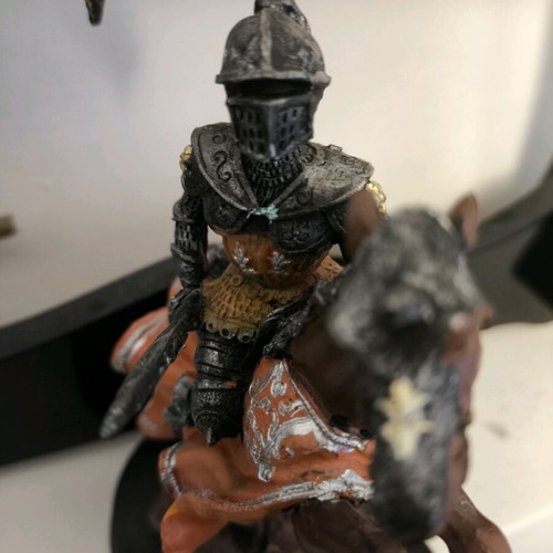 Medieval Knight on Horse Hand-Painted Resin Figurine Like New