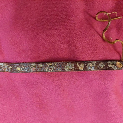 Leather children's bracelet used brown tied with cord