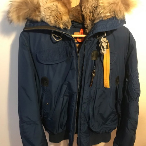 Parajumpers jacket used medium blue with detachable fur hood