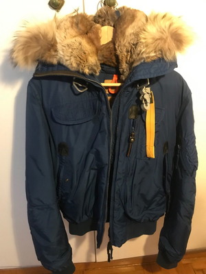 Parajumpers jacket used medium blue with detachable fur hood